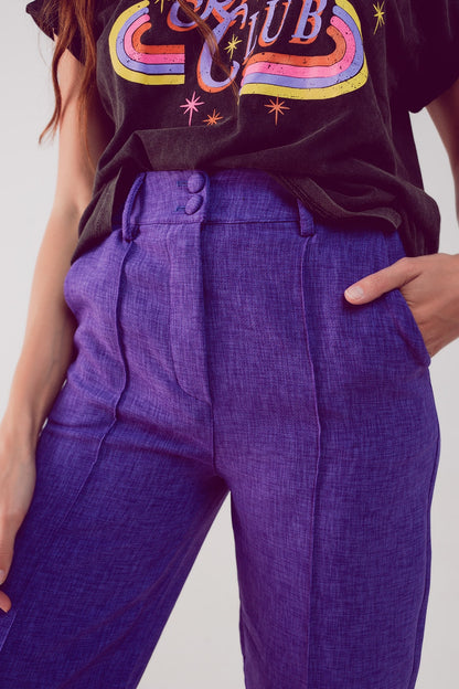 Pantalones morados de corte sartorial y pernera recta