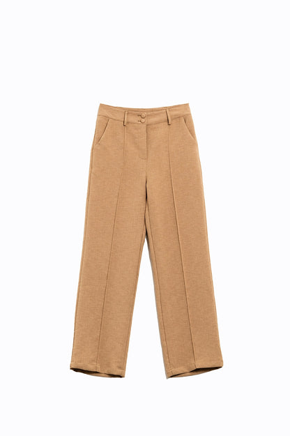 Q2 Pantalones rectos a medida en camel
