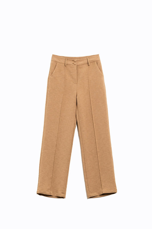 Q2 Pantalones rectos a medida en camel