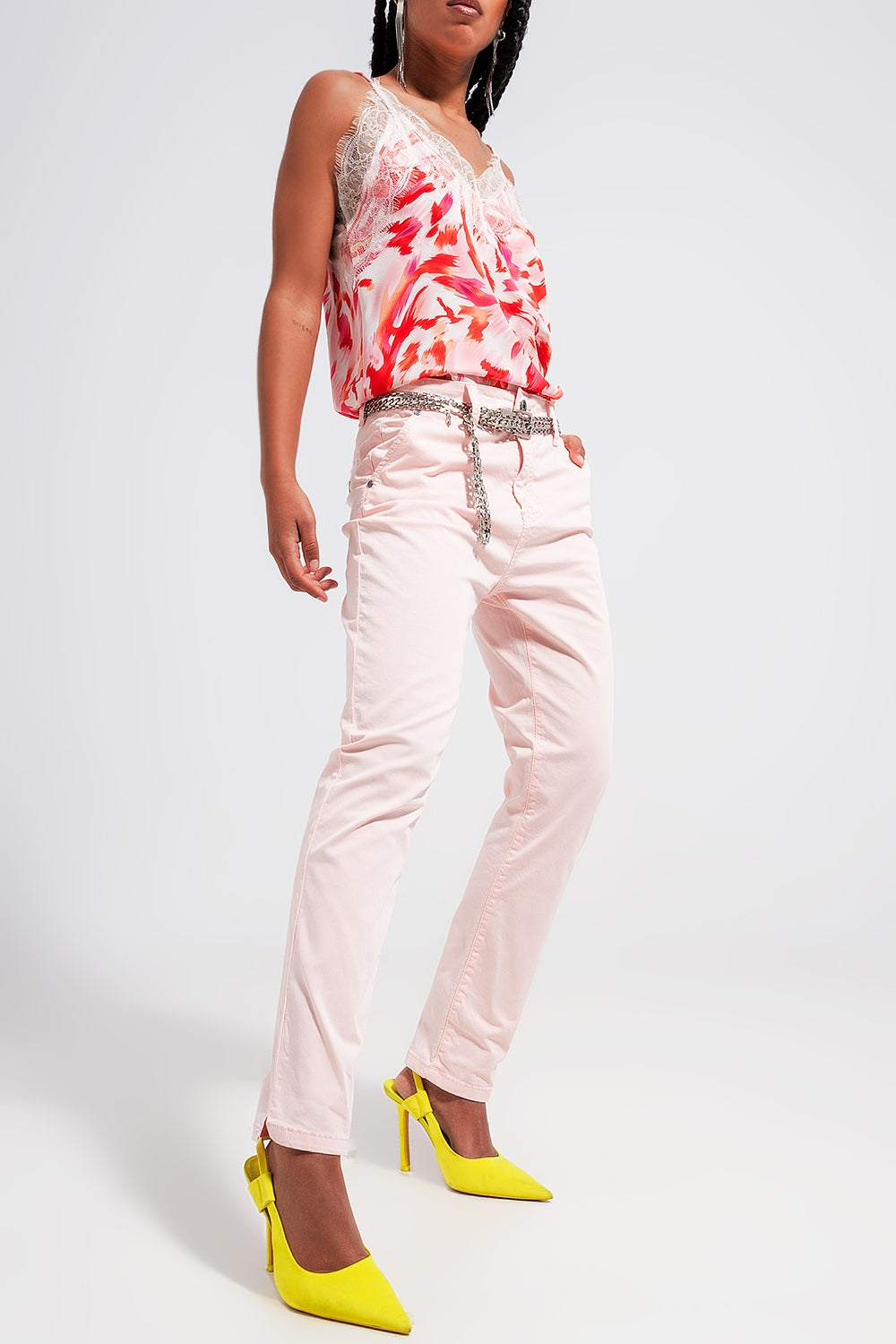 Pantalones rosa de mezcla de algodón