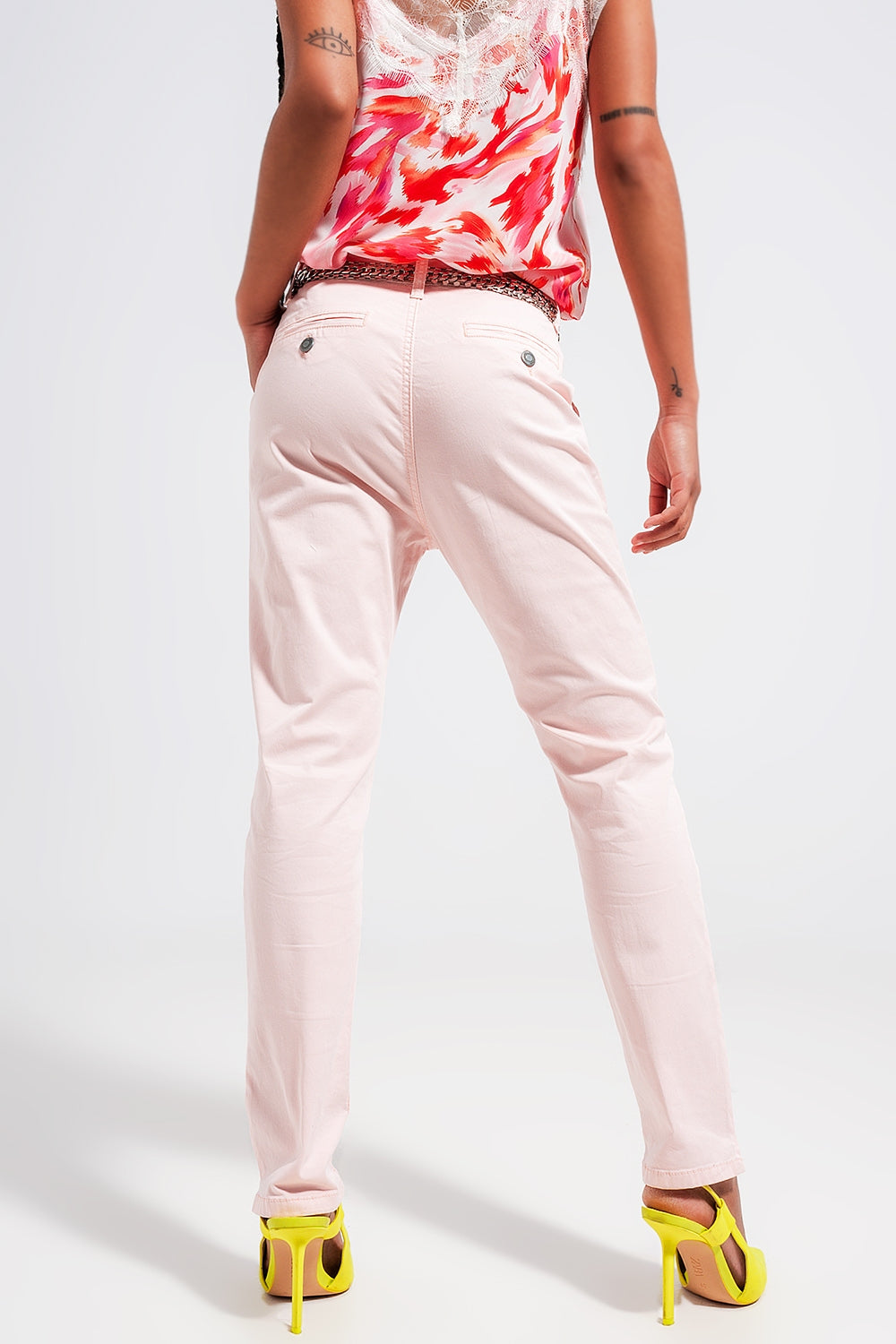Pantalones rosa de mezcla de algodón