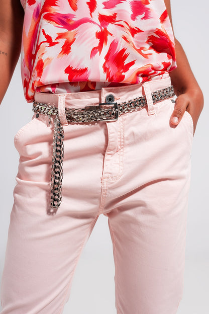 Pantalones rosa de mezcla de algodón
