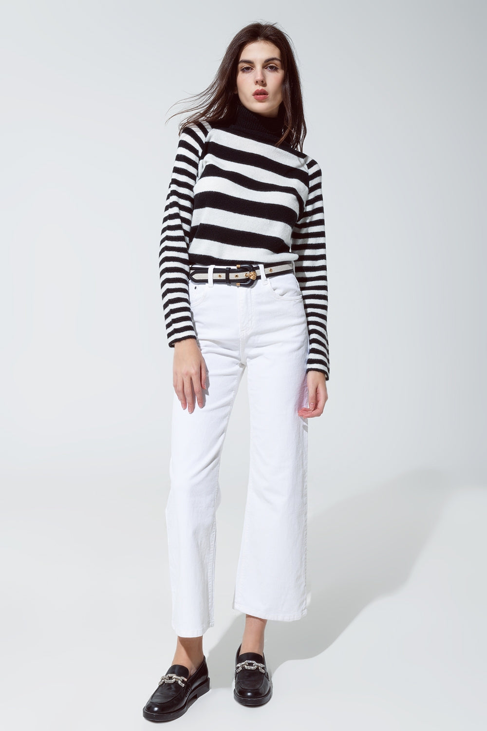 Pantalones tobilleros de pana en blanco