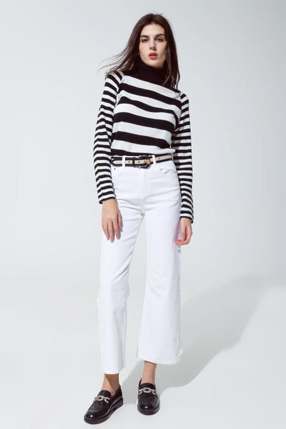 Pantalones tobilleros de pana en blanco
