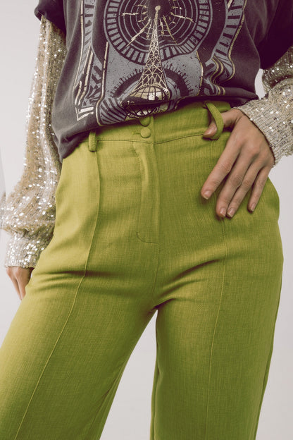 Pantalones verdes de corte sartorial y pernera recta