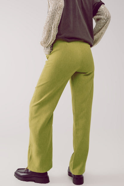 Pantalones verdes de corte sartorial y pernera recta