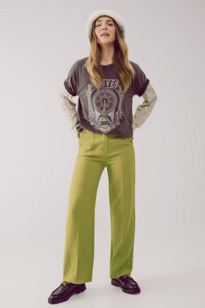 Pantalones verdes de corte sartorial y pernera recta