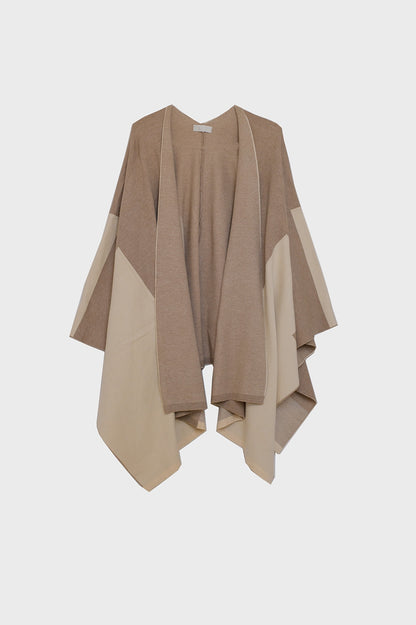 Poncho asimétrico en marrón claro y oscuro