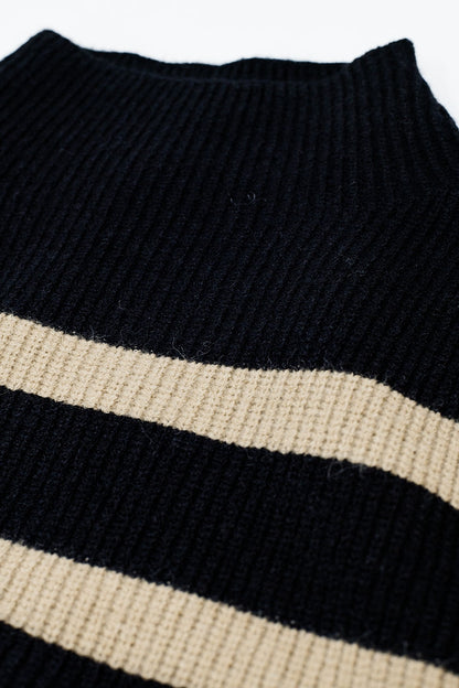 Punto elástico negro con rayas camel