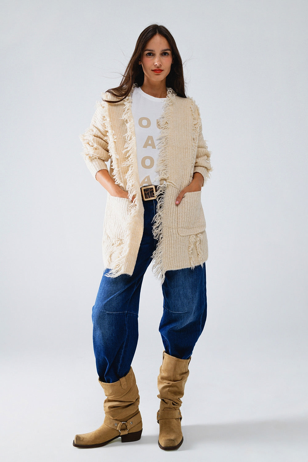 Rebeca Boho Crudo Con Bolsillos Delanteros