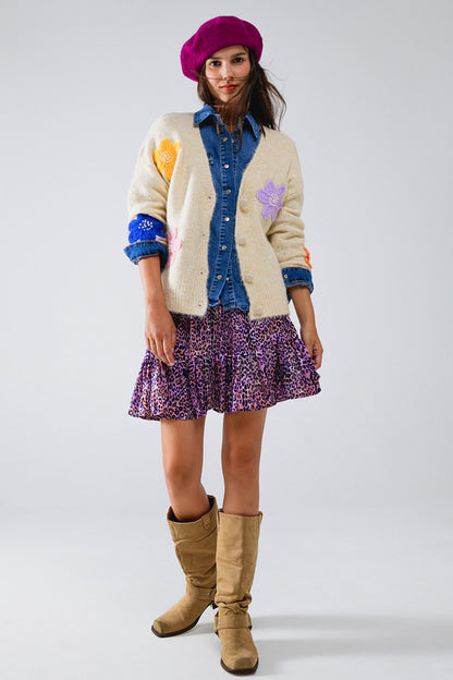 Rebeca Crema Con Flores Bordadas