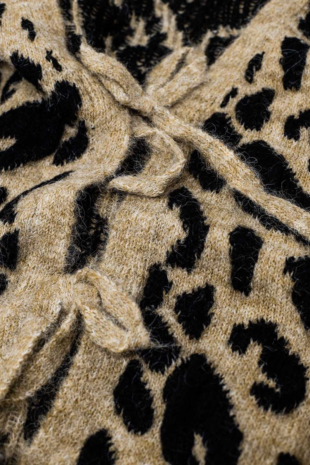 Rebeca de manga larga con estampado de leopardo y detalle de lazos
