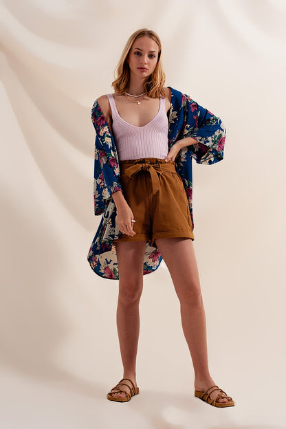 Shorts Camel con cinturón