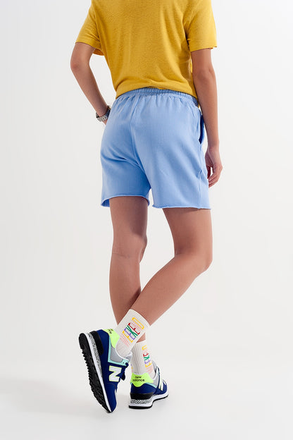 Shorts cortos azul de corte slim de punto