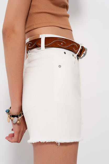 Shorts vaqueros blancos de corte holgado estilo tomboy