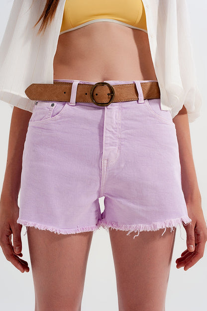 Shorts vaqueros lila de corte holgado estilo tomboy