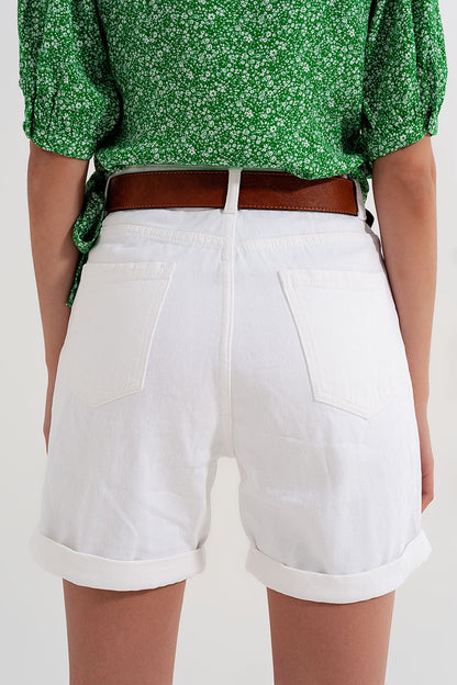 Shorts vaqueros Mom en blanco