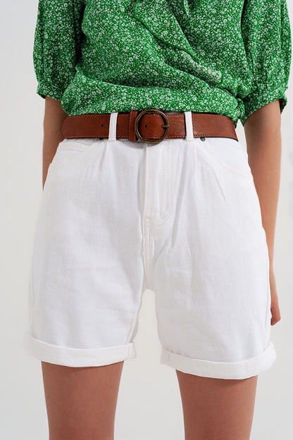 Shorts vaqueros Mom en blanco