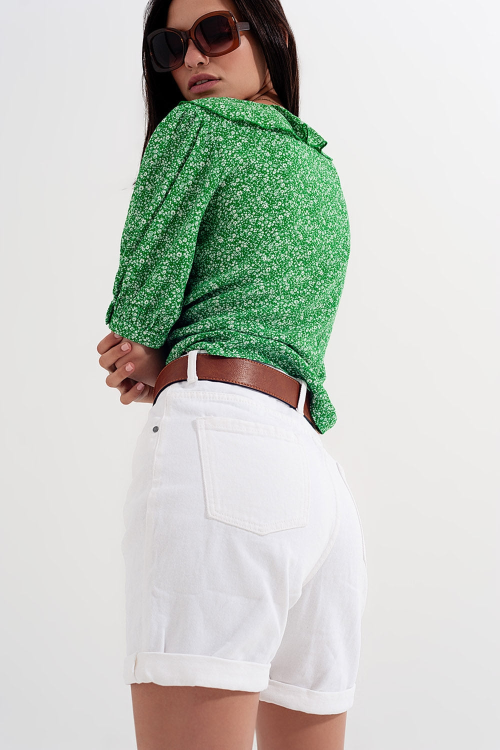 Shorts vaqueros Mom en blanco