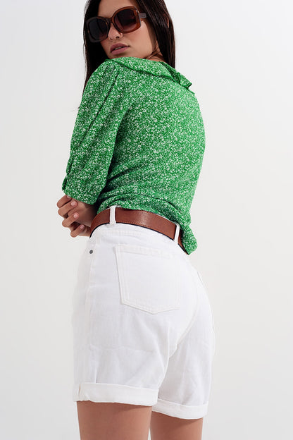 Shorts vaqueros Mom en blanco