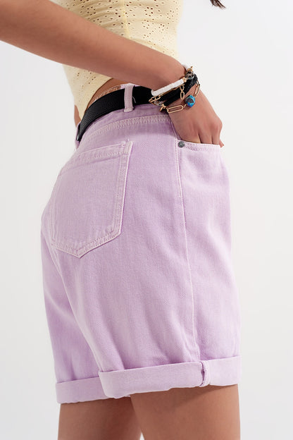 Shorts vaqueros Mom en lila
