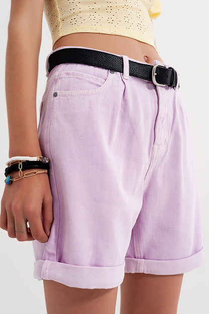 Shorts vaqueros Mom en lila