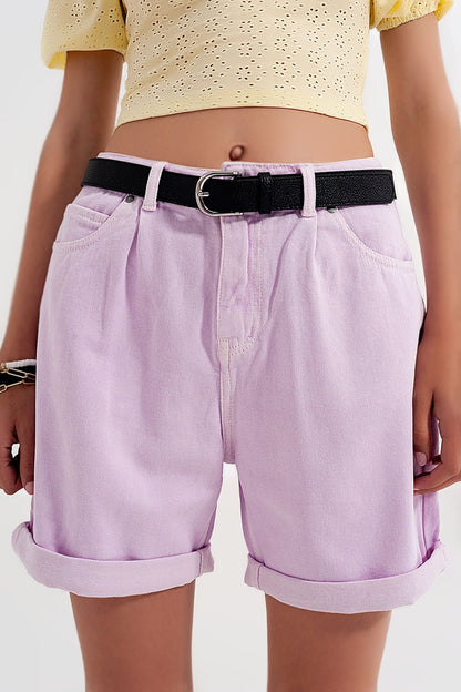 Shorts vaqueros Mom en lila