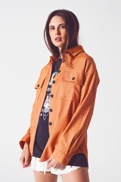 Sobrecamisa de manga larga en naranja