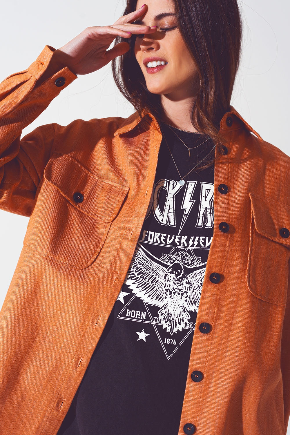 Sobrecamisa de manga larga en naranja