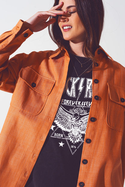 Sobrecamisa de manga larga en naranja