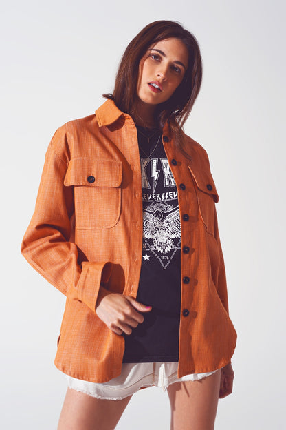 Sobrecamisa de manga larga en naranja