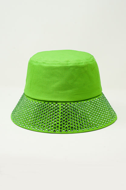 Sombrero con Detalle de Strass en Verde