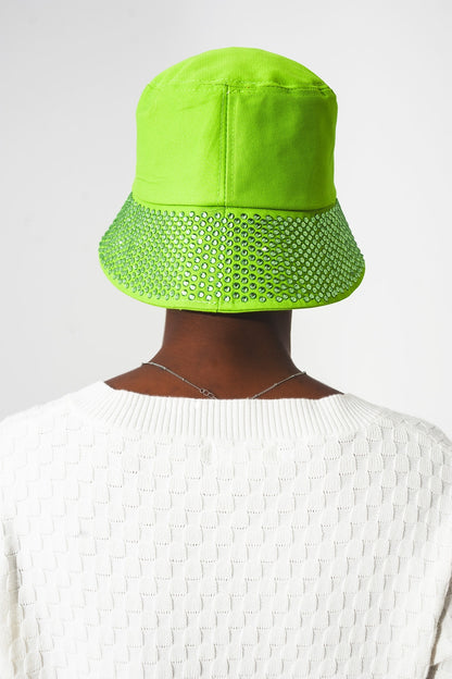 Sombrero con Detalle de Strass en Verde