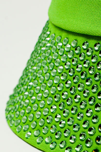 Sombrero con Detalle de Strass en Verde