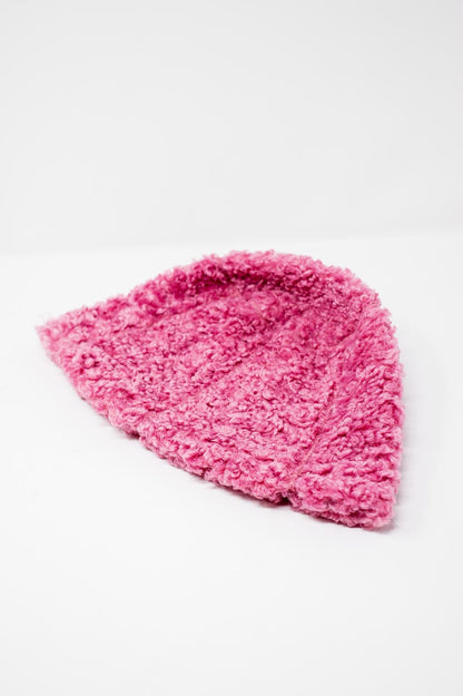 Sombrero de pescador fucsia de borreguito