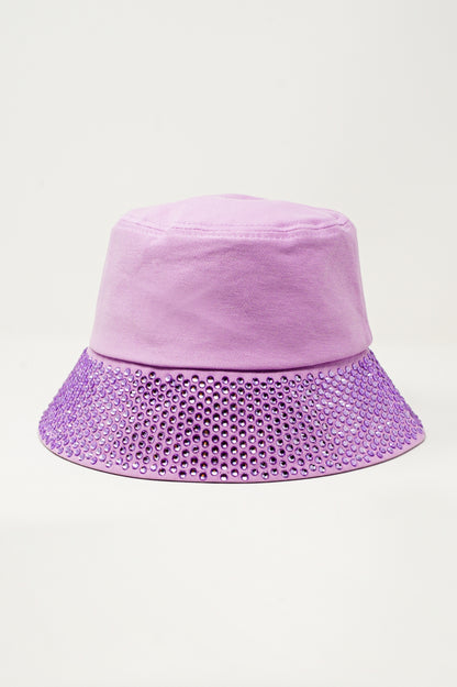 Q2 Sombrero de pescador morado con strass