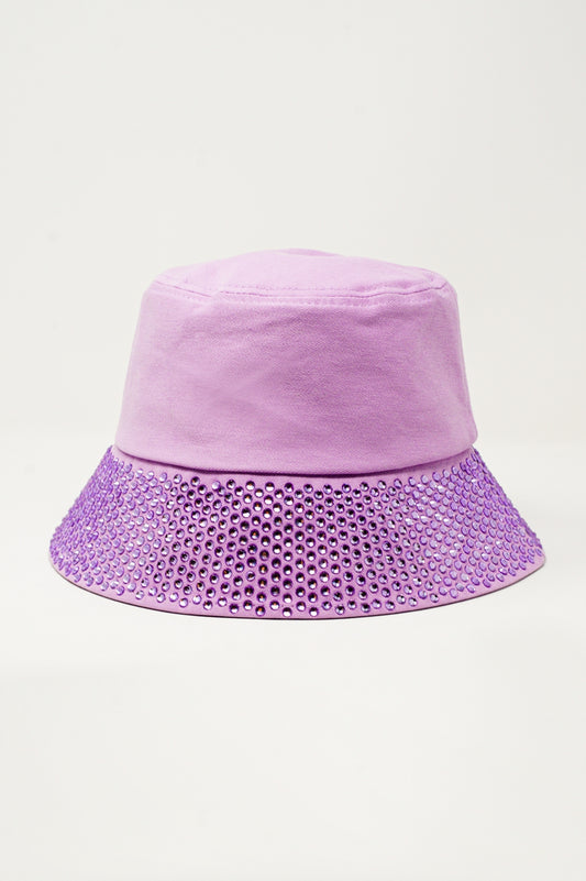 Q2 Sombrero de pescador morado con strass