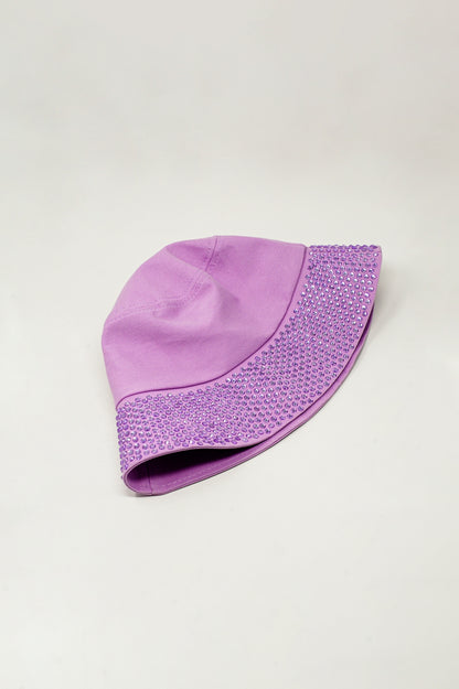 Sombrero de pescador morado con strass