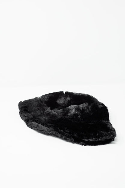 Sombrero reversible de pescador negro con forro de borreguito