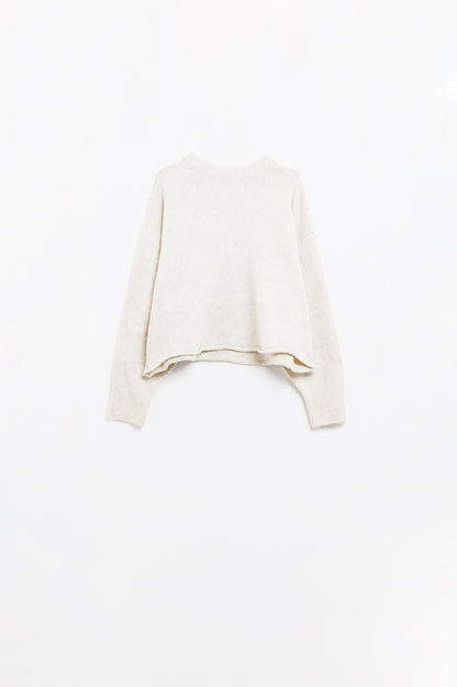 Q2 Suave jersey de punto beige con mangas globo