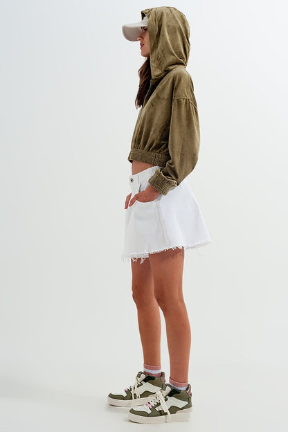 Sudadera con capucha y cremallera en verde