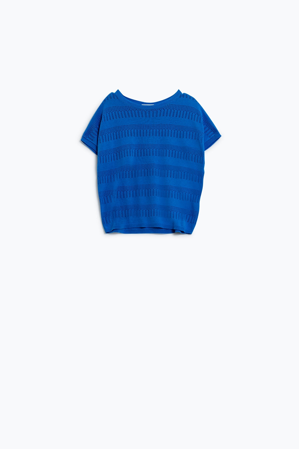 Sudadera En Azul Con Diseño De Encaje Y Mangas Cortas