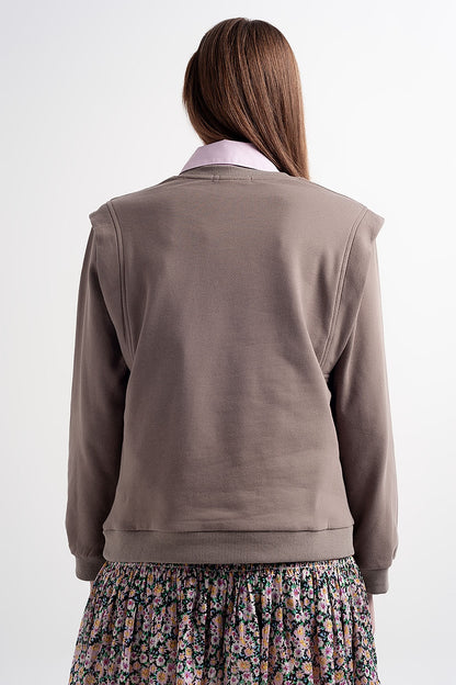 Sudadera estilo boyfriend con detalles llamativos en los hombros en color gris