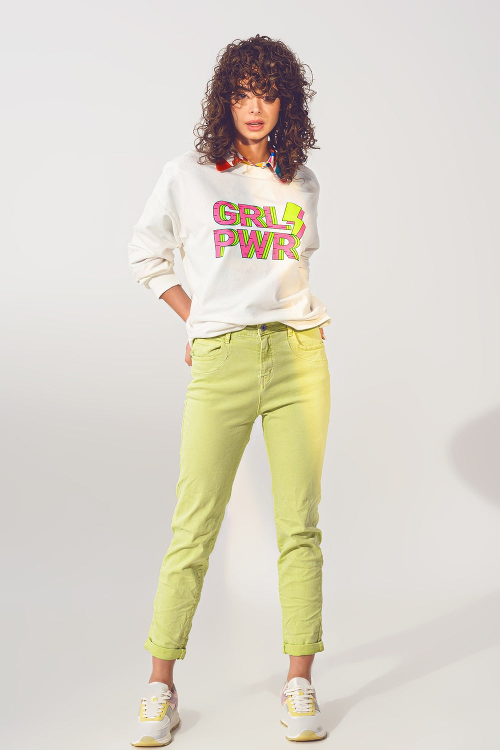 Sudadera GRL PWR Text en blanco