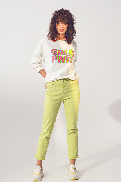 Sudadera GRL PWR Text en blanco