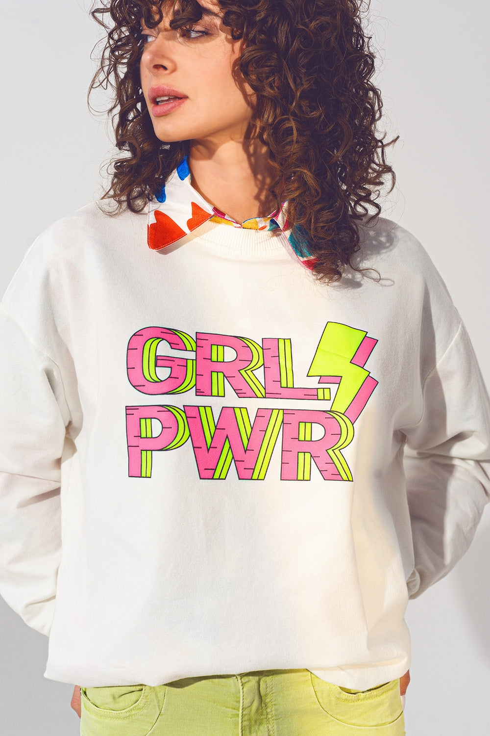 Sudadera GRL PWR Text en blanco