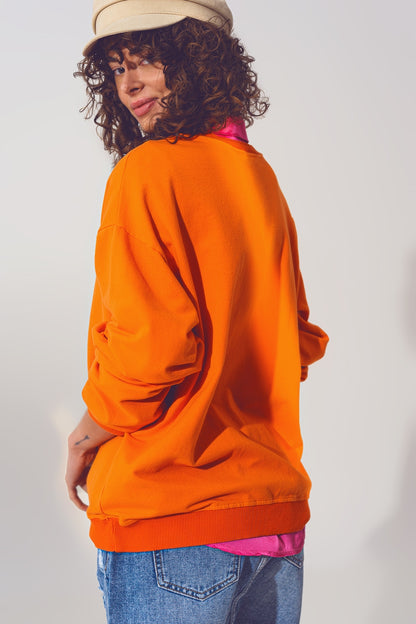Sudadera GRL PWR Text en Naranja