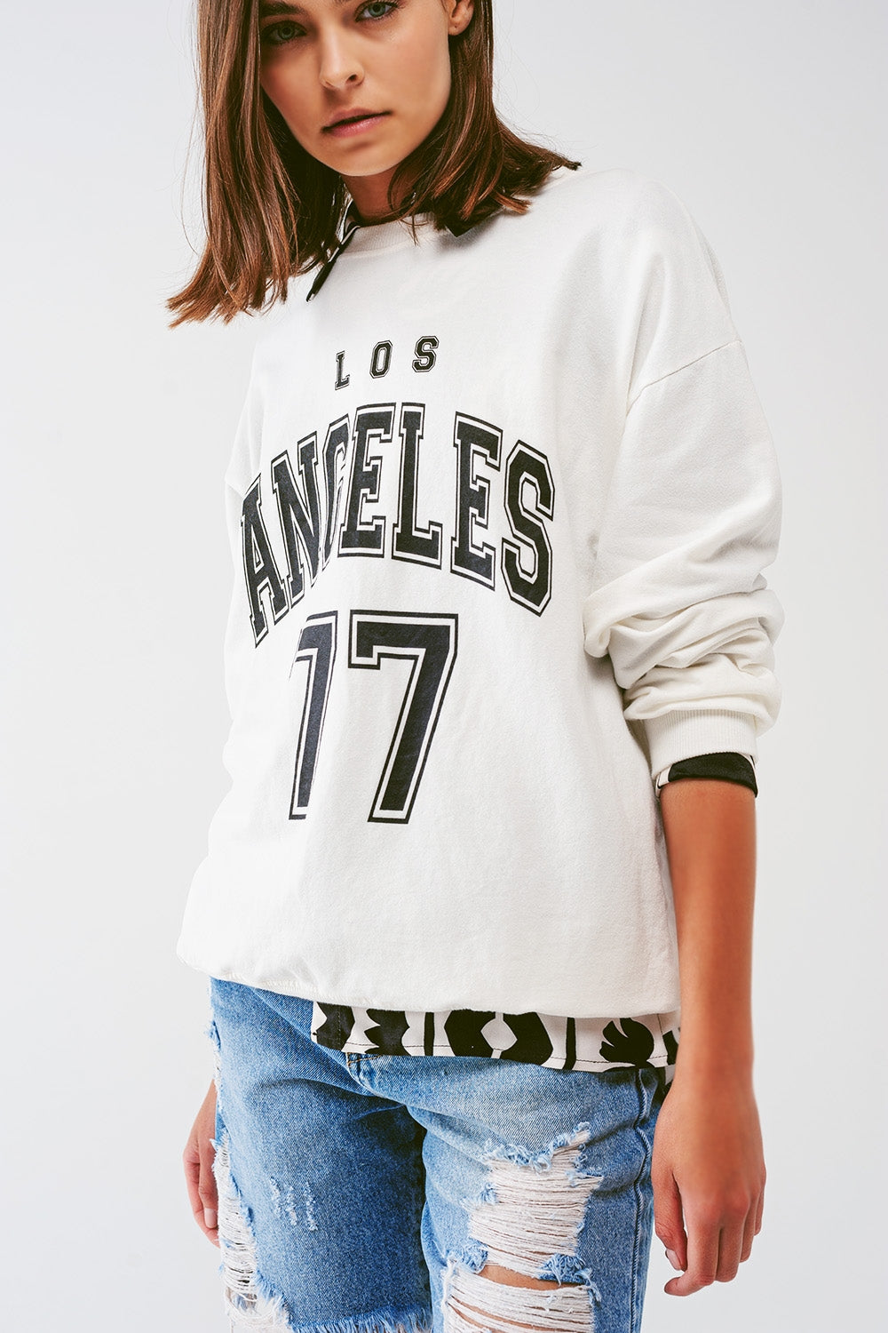 Sudadera holgada con texto de Los Angeles