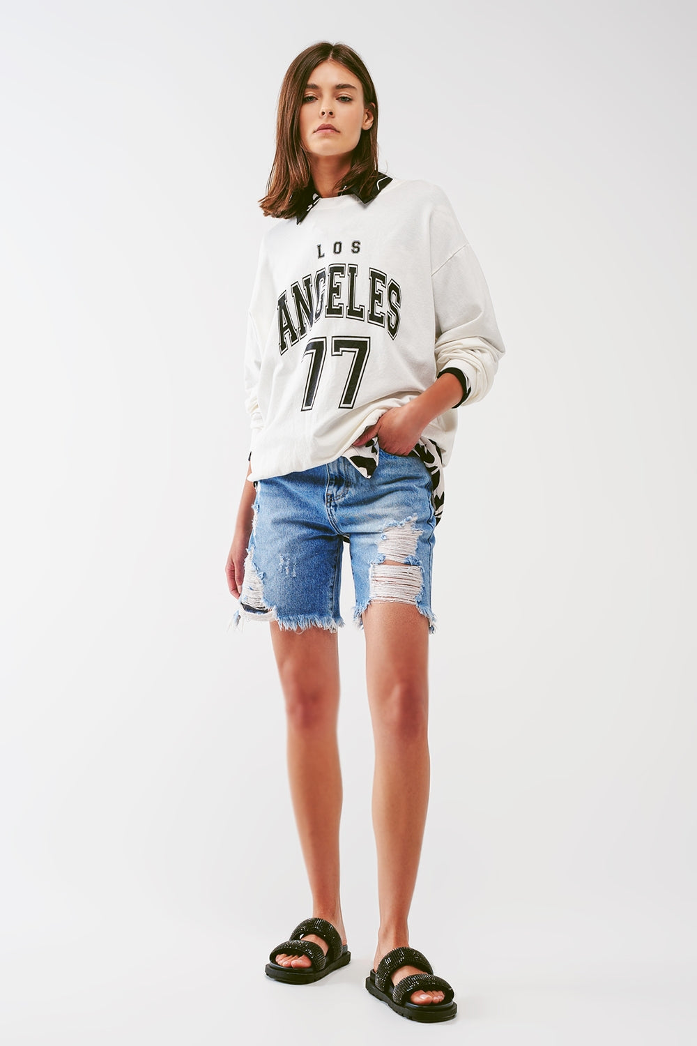 Sudadera holgada con texto de Los Angeles