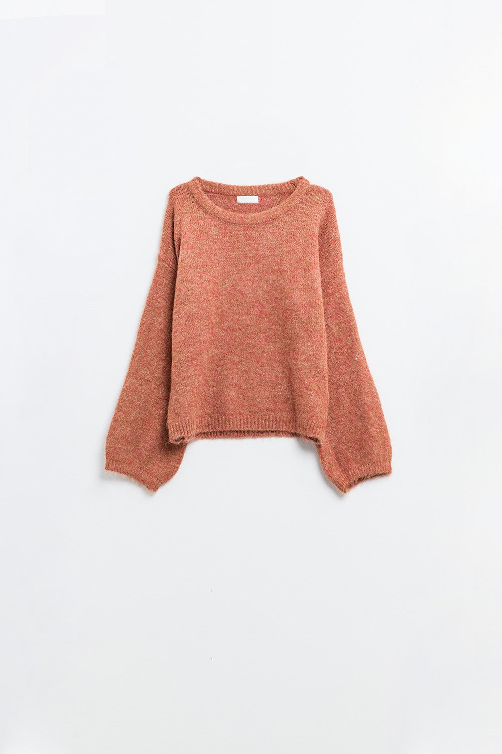 Suéter acogedor con mangas abullonadas en color camel
